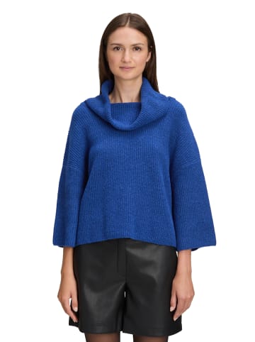 BETTY & CO Strickpullover mit Kragen in Middle Blue Melange