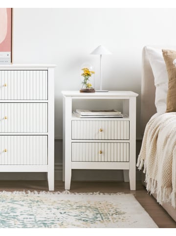 Beliani Nachttisch ASSISI in Weiß/Gold - (W) 48 x (H) 62 x (L) 35 cm