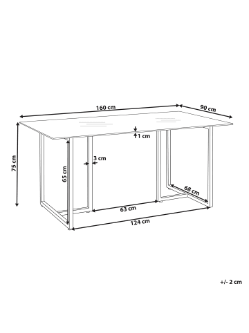 Beliani Esszimmertisch ENVIA in Silber - (W) 90 x (H) 75 x (L) 160 cm