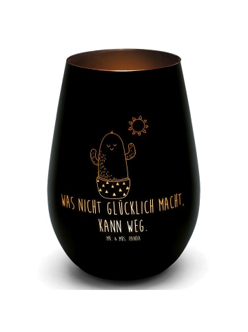 Mr. & Mrs. Panda Teelichthalter Gold Kaktus Sonne mit Spruch in Schwarz