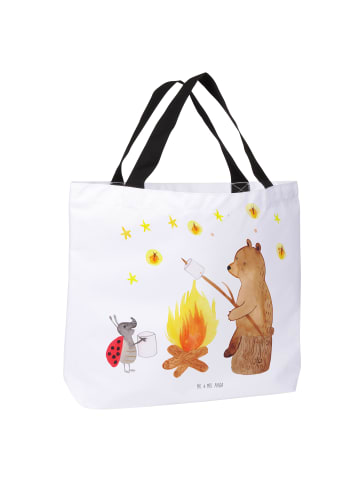 Mr. & Mrs. Panda Tote Bag Bär & Marienkäfer Lagerfeuer ohne Spruch in Weiß