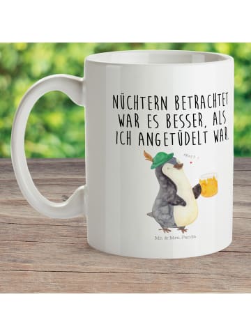 Mr. & Mrs. Panda Plastikbecher Pinguin Bier mit Spruch in Weiß