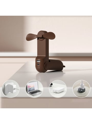 JisuLife Jisulife Life8 Mini Handventilator 3in1 mit LED & Powerbank in Braun