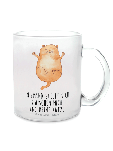 Mr. & Mrs. Panda Teetasse Katze Umarmen mit Spruch in Transparent