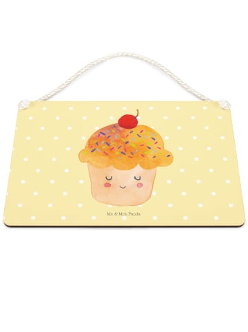 Mr. & Mrs. Panda Schild Cupcake ohne Spruch in Gelb Pastell