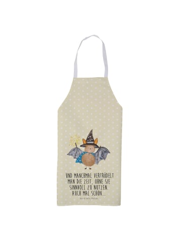 Mr. & Mrs. Panda Schürze Fledermaus Zauberer mit Spruch in Gelb Pastell