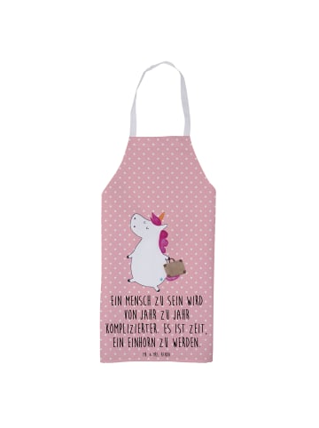Mr. & Mrs. Panda Kellnerschürze Einhorn Koffer mit Spruch in Rot Pastell