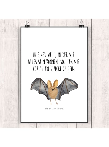 Mr. & Mrs. Panda Poster Fledermaus Flügel mit Spruch in Weiß