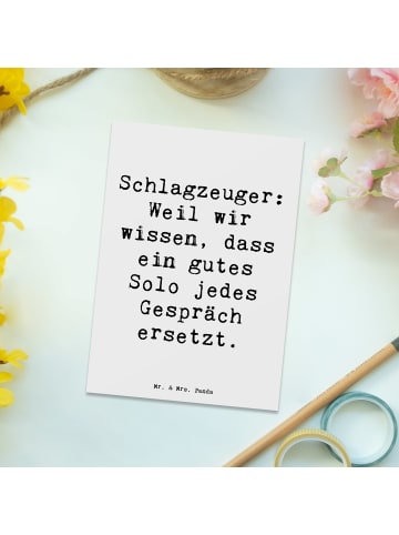 Mr. & Mrs. Panda Ansichtskarte Spruch Schlagzeug Solo mit Spruch in Weiß