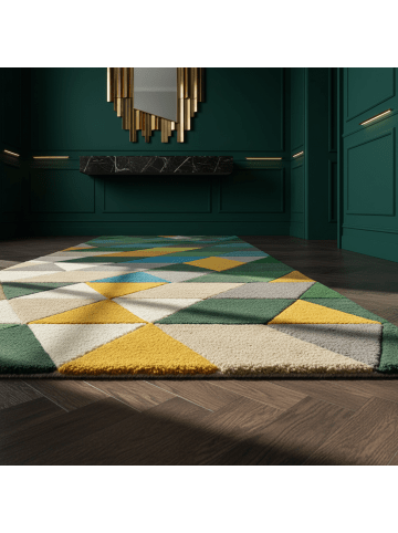 KADIMA DESIGN Wollteppich Kurzflor DERWENT Geometrisch Naturfaser Wohnzimmer