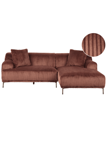 Beliani Ecksofa STENUM in Braun/Messing - (W) 242 x (H) 80 x (L) 168 cm