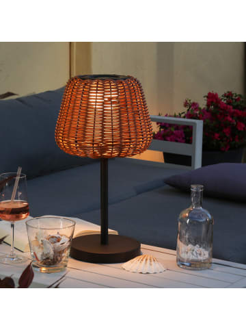 MARELIDA LED Garten Tischlampe in Rattanoptik dimmbar aufladbar Fernb. H: 45cm in natur