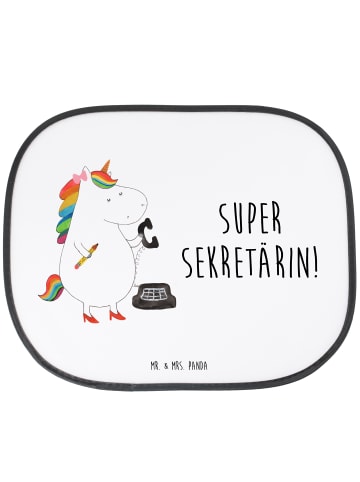Mr. & Mrs. Panda Auto Sonnenschutz Einhorn Sekretärin mit Spruch in Weiß