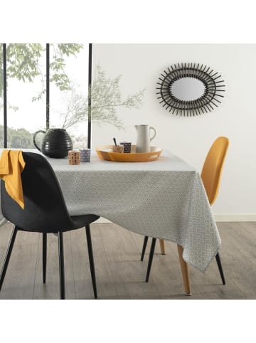 Atmosphera Créateur d'intérieur Tischdecke in weiß und grau, aus Polyester in Grau, 140 x 240 cm
