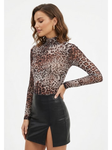 faina Women Bodysuit in Brown Leopard