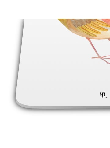 Mr. & Mrs. Panda Tischuntersetzer Rotkehlchen Federn ohne Spruch in Weiß