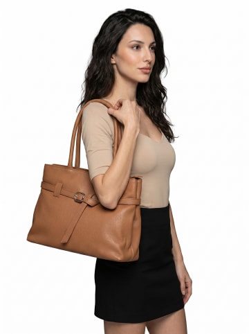 Cluty Handtasche echt Leder in cognac