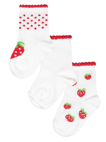 Rogo Socken von ROGO im 3er Pack Erdbeeren in weiß