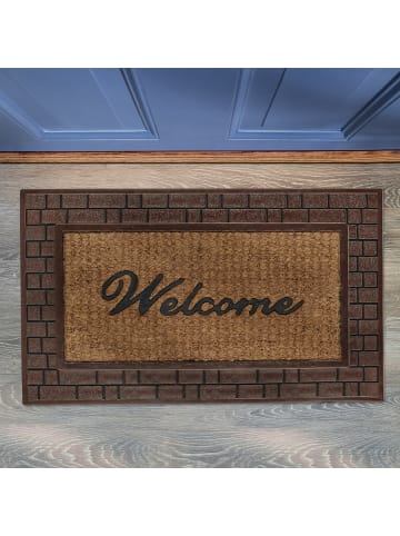 relaxdays Fußmatte "Welcome" in Braun/ Natur - (T)45 x (B)75 cm