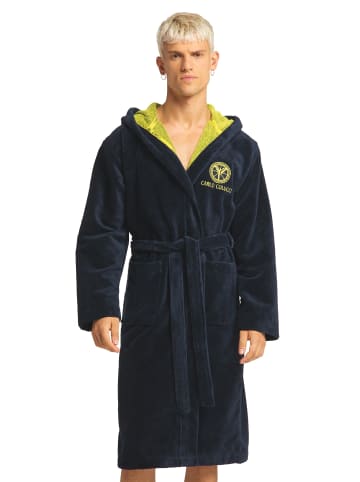 Carlo Colucci Bademantel Como in Navy / Gelb