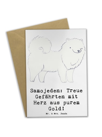 Mr. & Mrs. Panda Grußkarte Menschojede Herz mit Spruch in Weiß