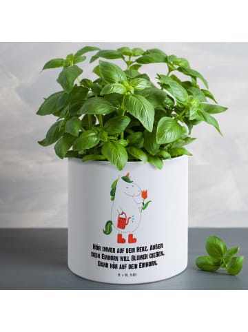Mr. & Mrs. Panda Blumenkübel Einhorn Gärtner mit Spruch in Weiß