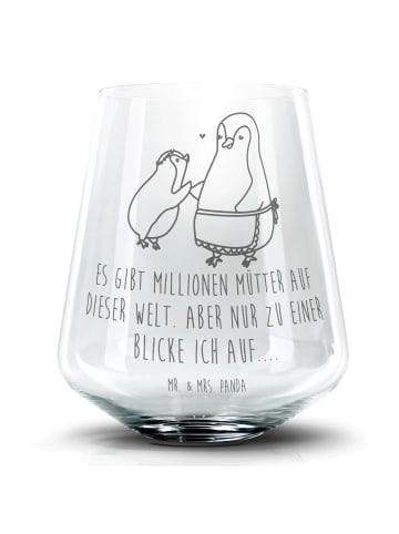 Mr. & Mrs. Panda Whiskyglas Pinguin mit Kind mit Spruch in Transparent