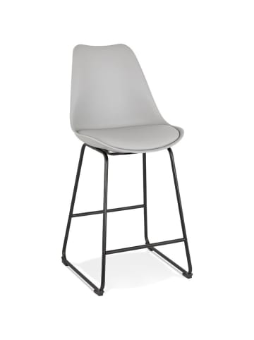 KADIMA DESIGN Sitzhocker Kunstleder-Sitz, Kunststoff-Lehne & Stahlbeine, Fußstütze in Grau