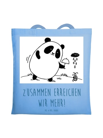 Mr. & Mrs. Panda Tote Bag Im Team zuMenschmenarbeiten mit Spruch in Sky Blue