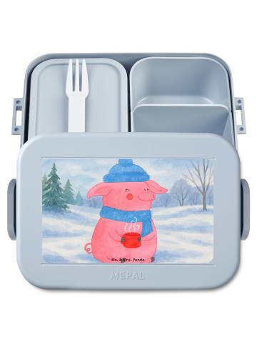 Mr. & Mrs. Panda Bento Box Schweinchen Glühwein Design ohne Spruch in Blau Pastell