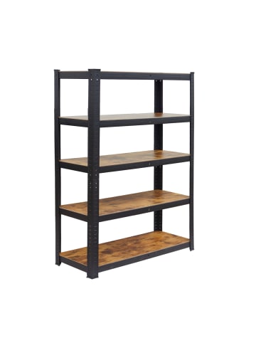 relaxdays Schwerlastregal in Schwarz/Braun - (B)100 x (H)200 x (T)50 cm