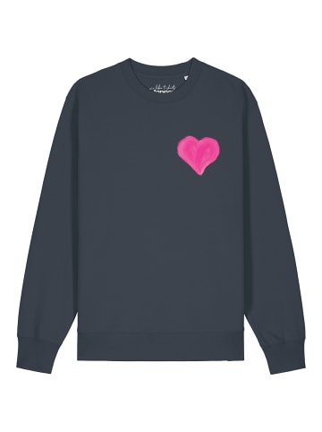 wat? Apparel Sweatshirt Pink Heart in India Ink Grey