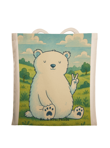 Mr. & Mrs. Panda Tote Bag Eisbär Faul Design ohne Spruch in Weiß