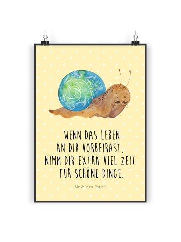 Mr. & Mrs. Panda Plakat Schnecke Sir mit Spruch in Gelb Pastell