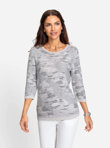WITT WEIDEN 3/4 Arm-Pullover in hellgrau-gemustert