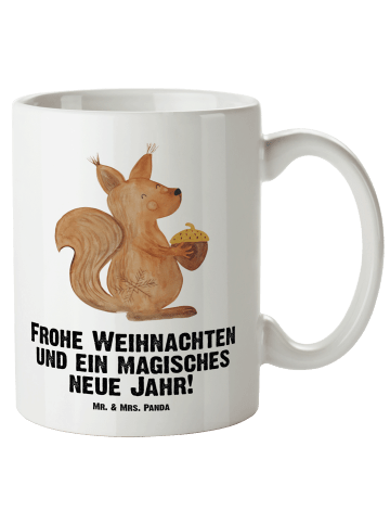 Mr. & Mrs. Panda Steinguttasse Eichhörnchen Weihnachten mit Spruch in Weiß