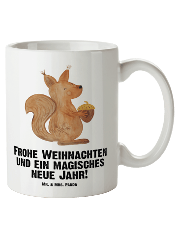 Mr. & Mrs. Panda XL Tasse Eichhörnchen Weihnachten mit Spruch in Weiß