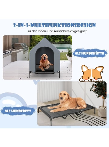 COSTWAY 2 in 1 erhöhtes Hundebett Outdoor 84 x 132 x 114 cm in Grau