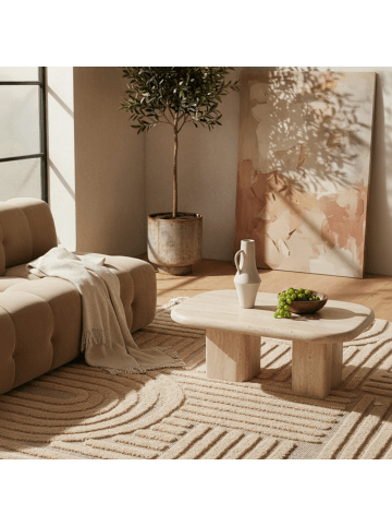 KADIMA DESIGN Teppich Hochflor Skandi-Boho Muster Polypropylen Wohnzimmer in Rosa