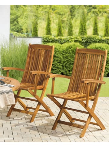Beliani 2er-Set Gartenstuhl MAUI in Heller Holzfarbton