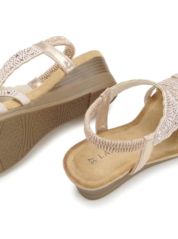 LASCANA Keilsandalette in rosegoldfarben