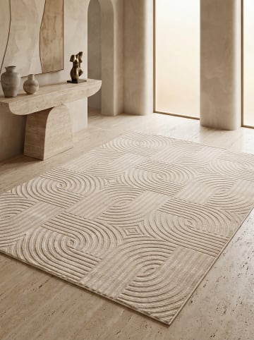 KADIMA DESIGN Teppich Kurzflor Waschbar 3D ILLER Strapazierfähig OEKO-TEX in Beige