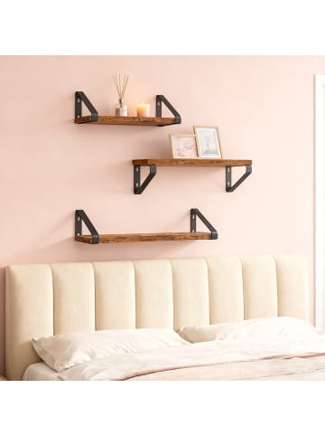 relaxdays 6-tlg. Wandregal Set in Braun/ Schwarz