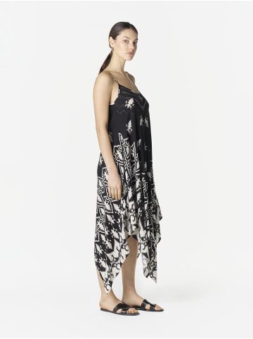 KOROSHI Langer Kleid mit bedruckten, spitzen Trägern in Schwarz