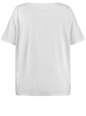 SAMOON T-Shirt Kurzarm Rundhals in White gemustert.