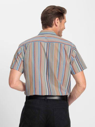 WITT WEIDEN Kurzarm-Hemd in camel-beige-gestreift