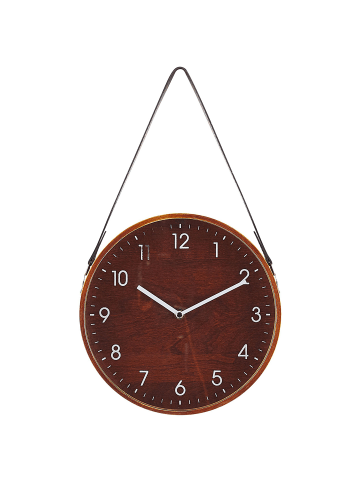 Beliani Wanduhr RENENS in Braun/Weiß - (W) 26 x (H) 44 x (L) 6 cm