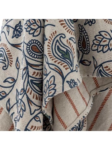 Bloomingville Decke PAISLEY Beige Blau Braun mit Quasten 160x130 cm