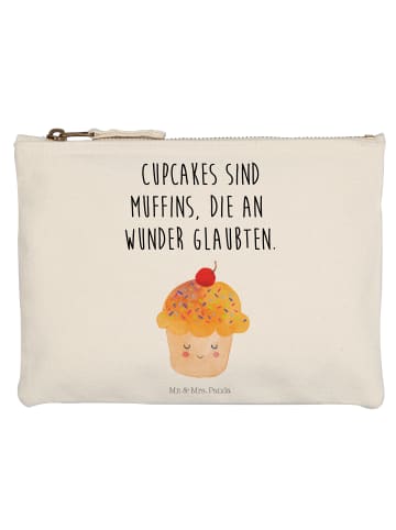 Mr. & Mrs. Panda Schminktasche Cupcake mit Spruch in Weiß