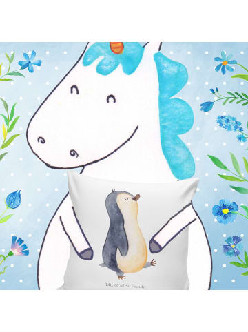 Mr. & Mrs. Panda Dekokissen Pinguin mHerzieren ohne Spruch in Weiß